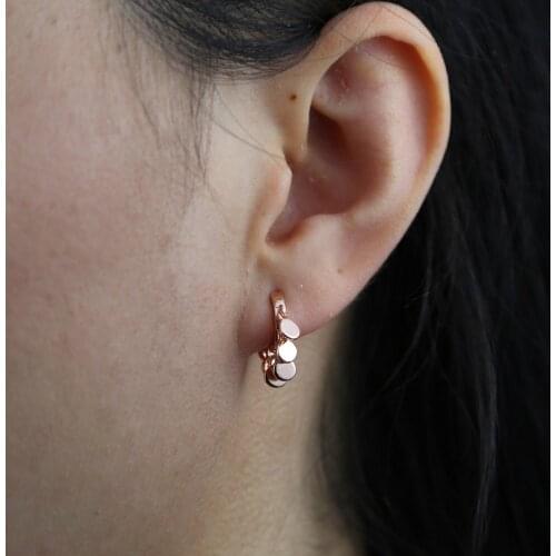 Elegant Round Dots Geometric Charm Hoop Earring Gold Rose Gold Fashion Trendy Jewelry Minimalist Hoop for Women Girl