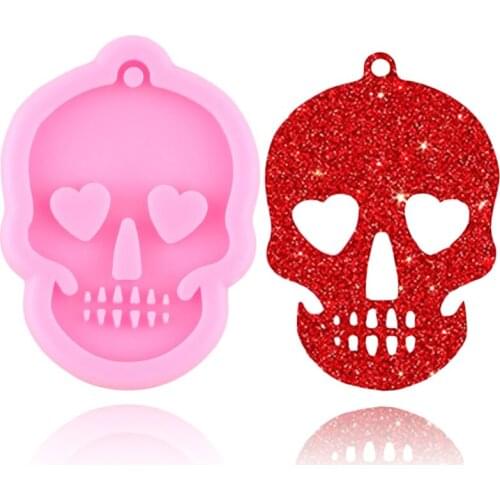 Disney Halloween Ghost head Skull Keychain Silicone Mold Necklace Jewelry Epoxy Resin Mold Cupcake Chocolate Candy Fondant Mould