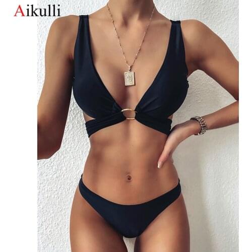 Sexy Bandage Bikinis 2021 Solid Swimsuit Women Swimwear Push Up Bikini Set Brazilian Swim Suit Summer Female Beach Bathing Suits