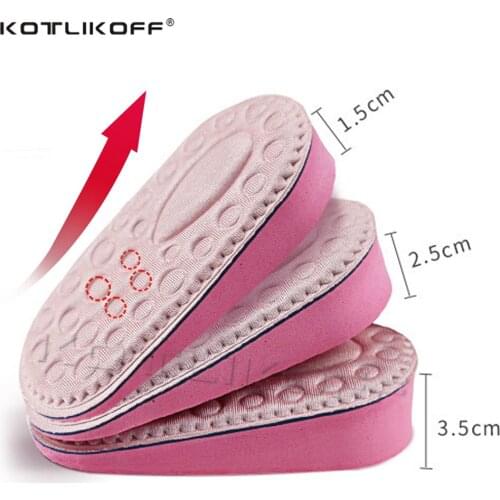 KOTLIKOFF Height Increase Insoles 1.5cm/2.5cm/3.5cm UP Elevator Shoes Taller Insert Pad Shock Absorbing Heel Cup Spur Cushion