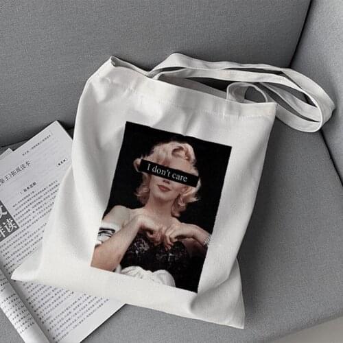 Shopping Bag Canvas Bag Mona Lisa Maria Monroe Aesthetic Printing Anime Handbag Tote Bag Female Harajuku Shopper Shoulder Bags