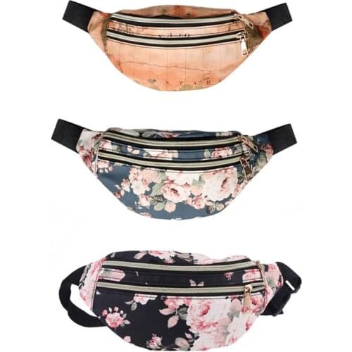 Women Printed Waist Fanny Pack Belt Bag Travel Hip Bum Chest Phone Pouch LX9F