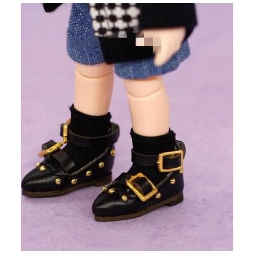Blythyes doll shoe size fashion new fasteners rivets pointed versatile leather shoes dark green red white and other colors