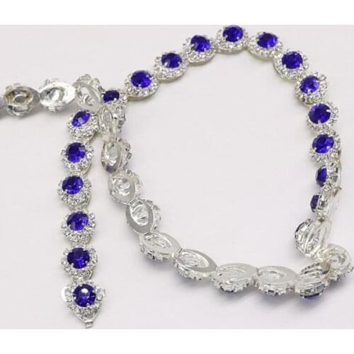 10Yards Rhinestone Crystal Chain Bling Diamante Blue Red Clear Stones Trim Ribbon Necklace Applique Gem Sparkle Wedding Dress