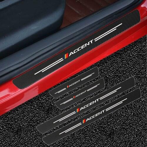 Mutips 4pcs/Set Carbon fiber car door sill protection Sticker Trim Cover Accessories Auto Exterior Decoration for hyundai accent