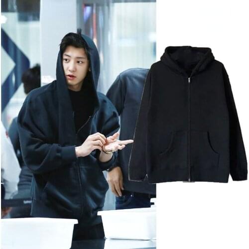 KPOP EXO Female Casual Loose Long Sleeve Hoodies Women Korean Clothes Streetwear Fashion Zipper Hooded Sweatshirts Unisex Coat