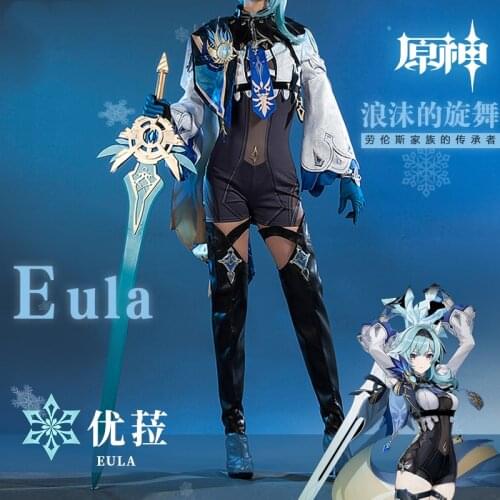 Anime Game Genshin Impact EuLa Battle Uniform Gorgeous Lolita Outfit Cosplay Costume Halloween Women Free Shipping 2021 New
