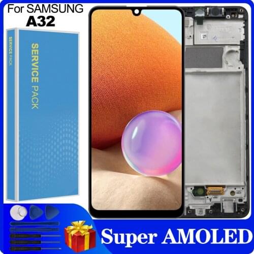 6.4'' Super AMOLED A32 LCD For Samsung Galaxy A32 A325 A325F A325M LCD Display Touch Screen Digitizer Assembly Replacement Parts