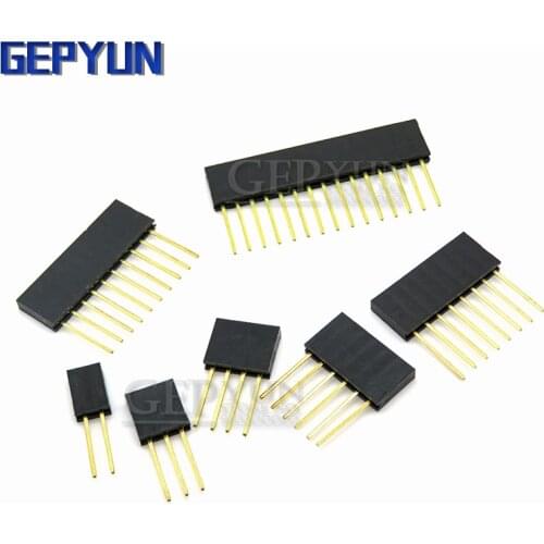 2.54mm Single Row Female Long pins 11mm Breakaway PCB Board Pin Header socket Connector 2/3/4/6/8/10/15PIN For Arduino Gepyun