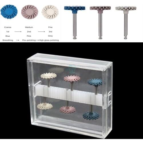 2Pcs Dental Polishing Composite Resin Disc Kit, spiral, drill system, diamond disc, 14mm wheel rubber polisher for dental lab