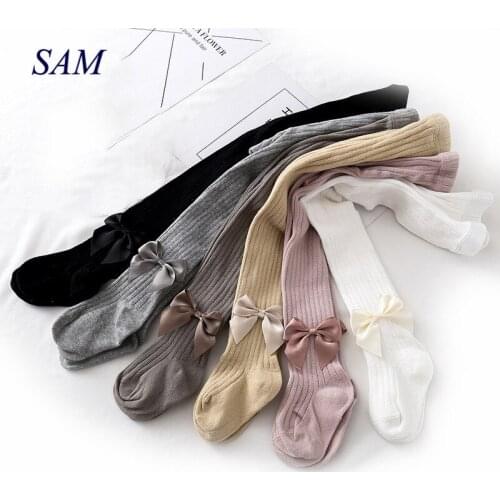 2020 Infant Kids Clothes Baby Girl Bottoming Socks Spring And Autumn Thick Pure Bow Cotton Childrens Thickened Pantyhose
