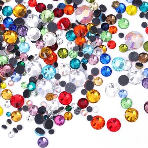 34 Colors SS6-SS30 стразы DMC Hotfix RhinestonesIron On Strass Glass Hot Fix Rhinestone Glue on Wedding Dress Decorations E7062