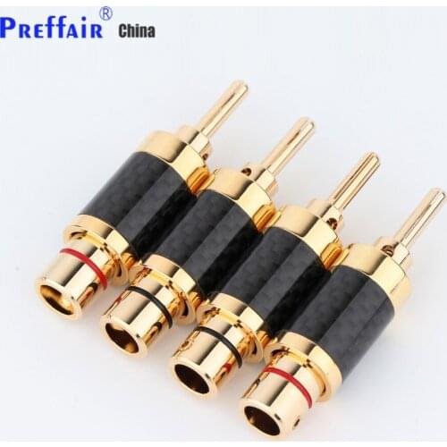 4PCS Preffair BA1440G Carbon fiber Gold plated Banana Speaker cable Plug Connector DIY Speaker Cable HI-END