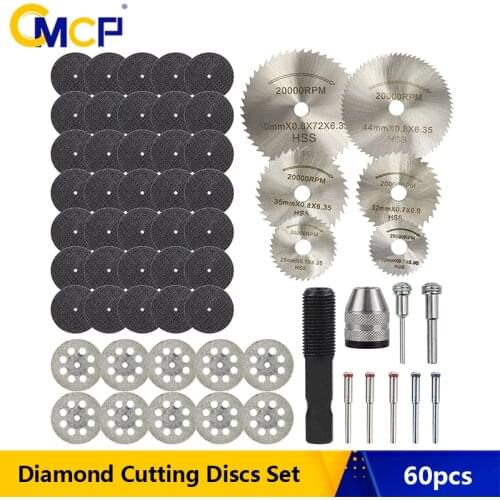 CMCP 60pcs Diamond Cutting Wheels Disc HSS Mini Circular Saw Blade Diamond Cutting Blade Metal Cutter for Rotary Tool Accessorie