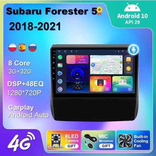 2 Din For Subaru Forester 5 2018-2021 Android 10 Car Radio GPS Navigation 4G WIFI Android Auto BT Carplay DVD Multimedia Player