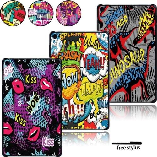 Printing Tablet Hard Shell Cover Case for Fire 7 (5th 7th 9th )/Fire HD 8/Fire HD 10 Tablet Lightweight Case + Stylus