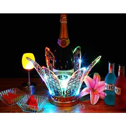 Lotus flower rechargeable LED Luminous Beer Wine Holder Glowing Champagne Cocktail Drinkware Holder disco party bar accessories
