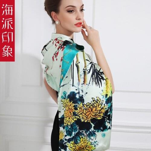 Shanghai impression counters brand new during the spring and autumn 2017 double double sided silk silk scarf shawl