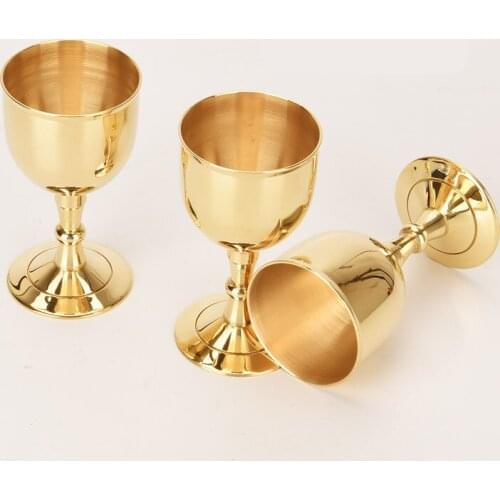 European Creative Goblet Bar Tools Banquet Liqueur Shot Whiskey Glass Brass Wine Cup Household Drinkware Barware Wedding Gifts