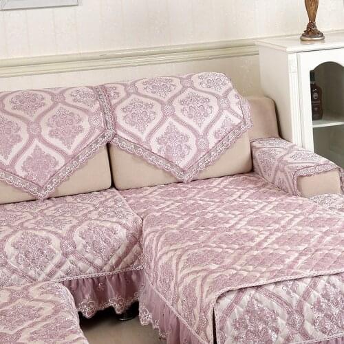 Purple European Style Garden Sofa Cover Reliefs flower Sofa Towel Slipcover Non-slip Cushion Backrest Sofa Set For Living Room 5