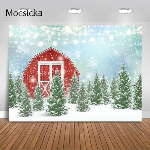 Winter Snow Portrait Backdrop for Photography Christmas Pine Warehouse Newborn Kids Background for Photo Studio Photocall Prop