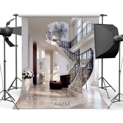 Photography Backdrops European Elegant Luxury Interior Spiral Stair Case Wedding Party Event Portraits Background