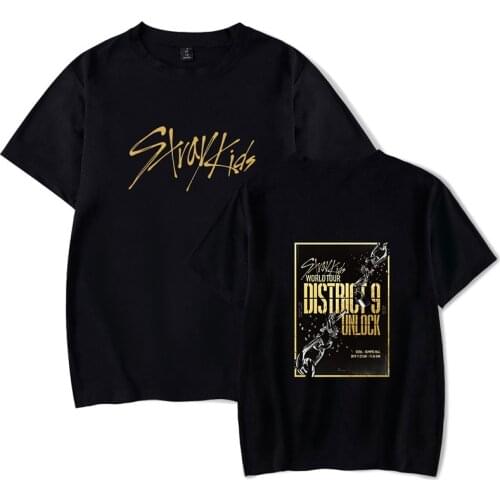 Hot Sale Stray Kids Kpop T-shirts World Tour Hip Hop Men Women Casual Tee Shirt Short Sleeve Male T-shirt Tops Tees Oversized