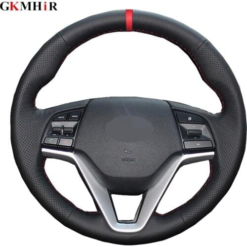 Black Car Steering Wheel Cover DIY Artificial Leather For Hyundai Tucson 3 2015 2016 2017 2018 2019 Funda Volante