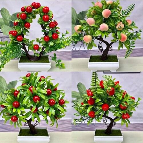 Artificail Fruit Plants Home Decor Fruit Orange Cherry Bonsai Simulation Decorative Artificial Flowers Fake Plants Ornaments