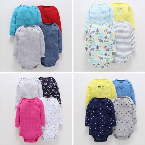 4pcs/lot Baby Bodysuit Newborn Boys Girls Cotton Clothing Long Sleeve 6-24 Months Toddler Infant Child Kids Clothes Jumpsuit