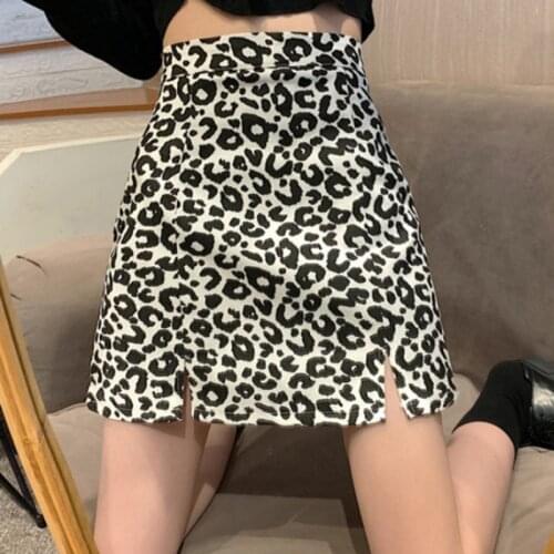 Leopard Summer Women Skirt Streetwear High Waist Spring Womens Clothing Korean Style Casaul Dress Vetement Femme 2021 WPY3171