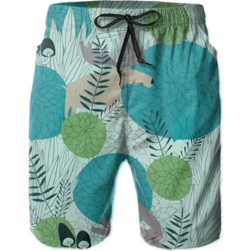 Mens Swimwear Swim Shorts Trunks Cute Antelope And Cat Beach Board Shorts Swimming Swimsuits Mens Running Sports Surffing shorts