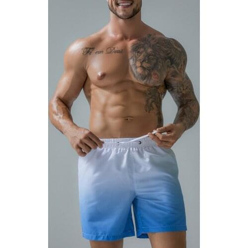 Mens Beach Shorts Swim Trunks Slim Plus Size Pockets Quick Dry Loose Beachwear MenMen Gradient Color Sports Short 2021 New