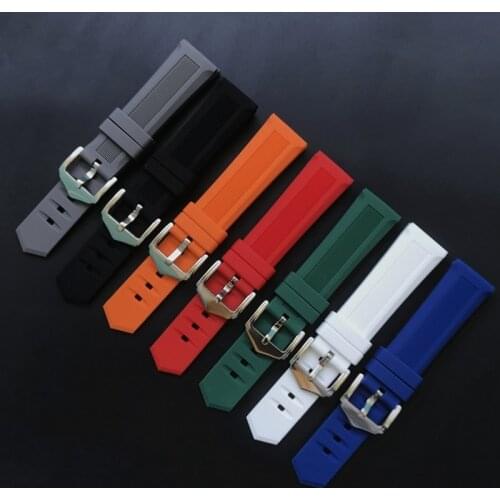 18mm 19mm 20mm 22mm 24mm Black Blue Green Gray Red White Orange Soft Silicone Rubber Watch band Strap For TAG Omega HEUER Seiko