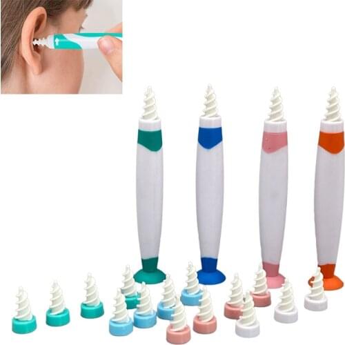 Standing EarWax Remover tool Kit Earpick Plugs Hearing Aid Soft Spiral Ear Wax Cleaner Swab Spoon Plugs Spirals Smart Ear Care