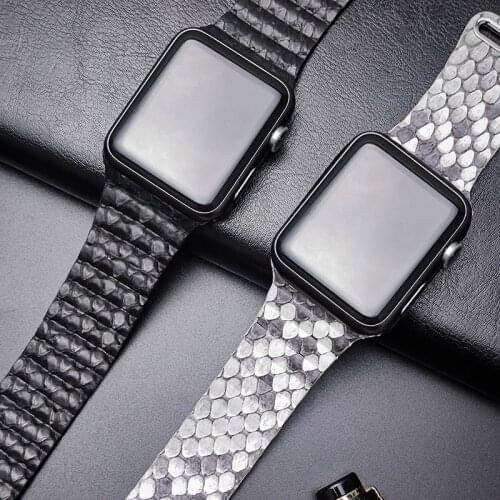 Newest snake skin watch band for Apple Watch series 6/5/4/3/2 SE luxury genuine python skin matte strap for iWatch watchband