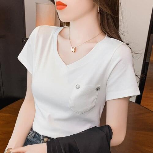 New Women T-shirts Casual Harajuku pocket Tops Tee Summer Female T shirt Short Sleeve T shirt For Women Clothing y2k top