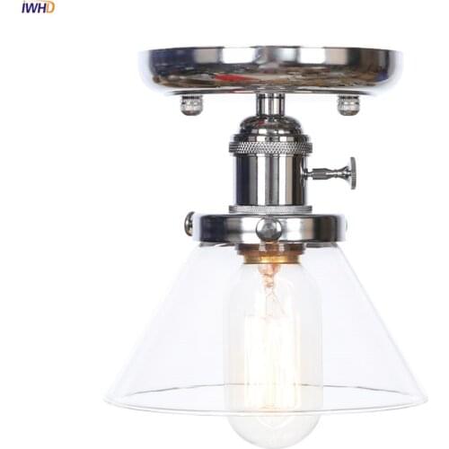 IWHD Nordic Silver Chrome Ceiling Light Fixtures Living Room Porch Stair Glass Plafonnier LED Ceiling Lamp Lamparas De Techo