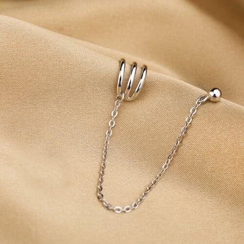 Fashion Jewelry Metal Earring 2021 New Simple Personality Design Chain Integrated 1 OC Ear Cuff Earring For Girl