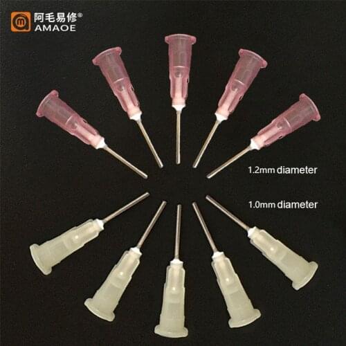 Amaoe Dispensing syringe Needle Tips 1mm 1.2mm for Solder Paste Flux Soldering Repair Tools 10Pcs/Lot