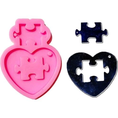 Autistic Love Puzzle Resin Casting Mold Heart Puzzle Pendant Keychain Silicone Mold Jigsaw Puzzle Epoxy Resin DIY Tools