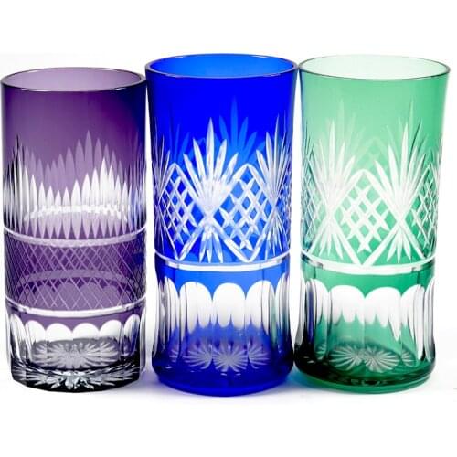 Hand Cut Glass Cup Vase Home Decoration Japanese Edo Kiriko Beer Glasses Purple Cup