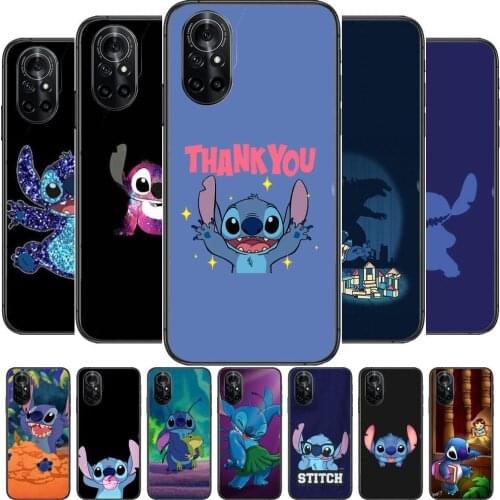 Stitch Clear Phone Case For Huawei Honor 20 10 9 8A 7 5T X Pro Lite 5G Black Etui Coque Hoesjes Comic Fash design