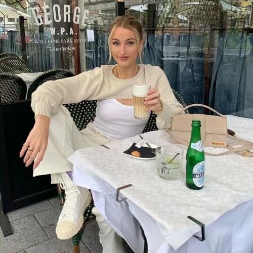 2020 New Fall Winter Women Knit False two pieces Sweater Knitted Contrast Top casual Fashion Chic Women sweaters