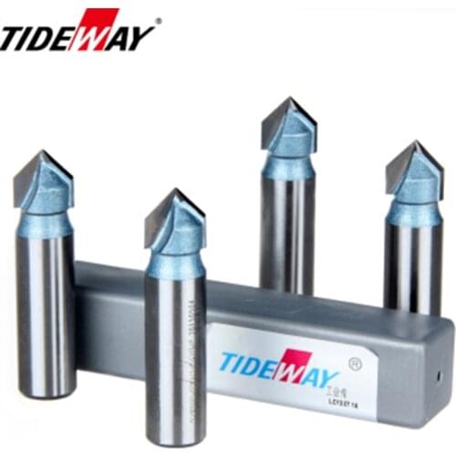 TIDEWAY Industrial Grade V Type Router Bit 3D Inverted Knife Beveling Edger Engraving Bit Woodworking Boring Milling Cutter