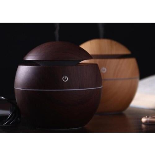 Wood Grain Essential Oil Diffuser Ultrasonic Aromatherapy bamboo color USB Humidifier 130ml with Changing Night Lights