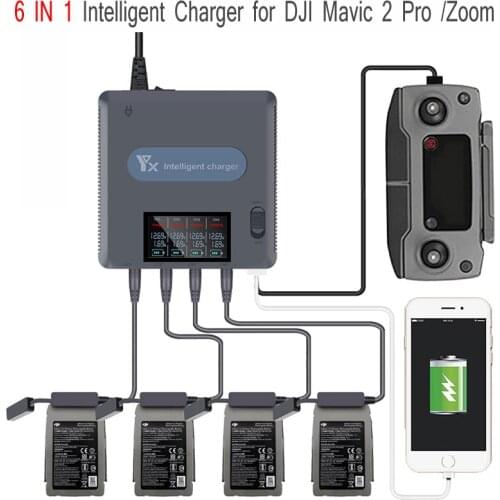 6-In-1 Battery Intelligent Charger for DJI Mavic 2 Pro /Zoom Fast Charging Drone Battery Charging Accessories