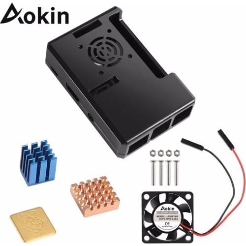 For Raspberry Pi 3 B+ Case ABS Protective Shell Removable Cover Case With Cooling Fan and Heat Sink For Raspberry Pi 3 B+/3/ B