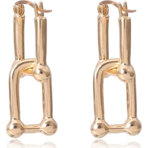 Korean Geometric Lock Clip Earrings Women Statement 2020 Punk Small Gold Color Piercing Clip on Earrings Party Jewelry