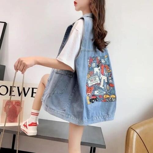 New womens net red denim vest women Korean version of loose waistcoat sleeveless vest vest women tide 2021 new ins trend hot